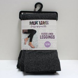 New 1 Pair Muk Luks Fleece Lined BlkChk Patterned Size S/M Leggings NWT